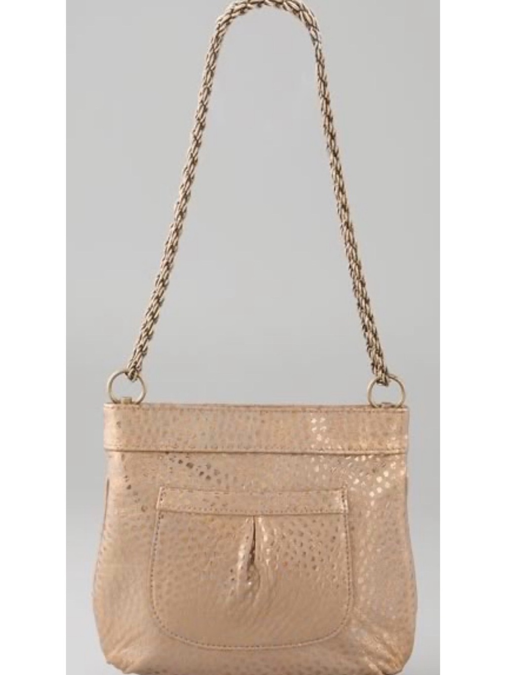 Lauren Merkin Metallic Leather Bronze Crossbody with Chain Strap